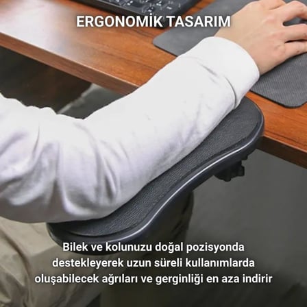 Masa Koltuk İçin Kol Dayama Pedi Ayarlanabilir Dönebilen Bilgisayar Kol Dayanağı Kol Dayama Pedi Siyah