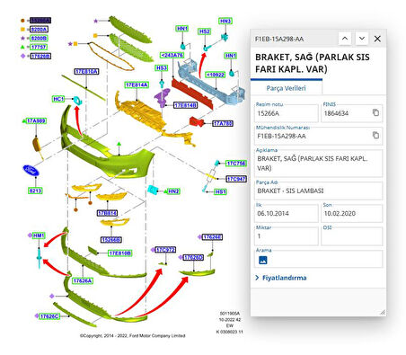 Sis Far Çerçevesi Sol (Mat Siyah) Focus 15 ( FSE 11-350-048 - F1EB 15A298 AB )