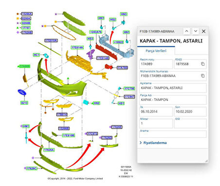 Ön Tampon Çeki Demir Kapağı (Astarlı) Focus 15 ( CABU 331531 - F1EB 17A989 ABXWAA )