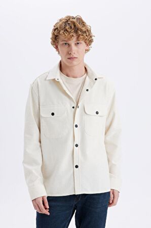 DeFacto Relax Fit Düğmeli Cepli Uzun Kollu Gömlek A6872AX24AUBG766