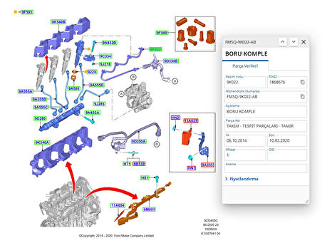 Enjektör Geri Dönüş Borusu Focus 2015  1.5/1.6Tdc ( UCP 13H11627 - FM5Q 9K022 AB )