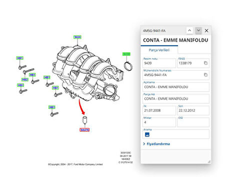 Emme Manifold Conta Takım Fiesta Focus 09  ( RYLH74149 - 4M5G9441FA )