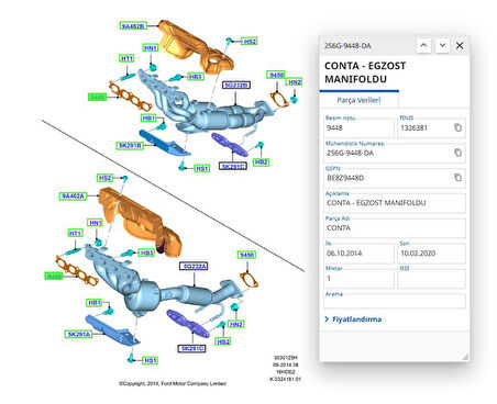Eksoz Manifold Conta Focus Fiesta Cmax 12  ( RYL566020 - 2S6G9448DA )