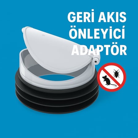 Klozet Gider Adaptörü, 110mm, Çift Yönlü Koku Önleyici Valf, Kemirgen Bariyerli