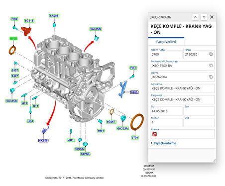 Krank Ön Keçe Focus 1.5 Ecoblue Kuga 18  ( POJ9820961080 - ELR964160 - JX6Q6700BA )