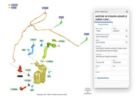 Silecek Su Motoru Çiftli Focus 18 ( JX7B17K624AA )