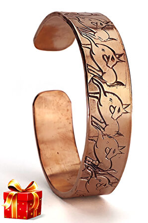 Binbir Trend El Yapımı Ayarlanabilir Kalın Saf Bakır Bileklik, Bakır Bilezik BB-340