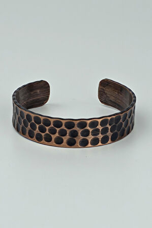 Binbir Trend El Yapımı Ayarlanabilir Kalın Saf Bakır Eskitme Bileklik, Bakır Bilezik BB-350