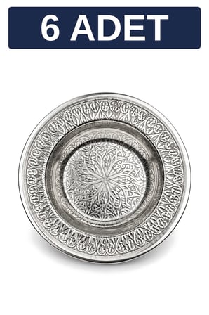 15 cm Otantik Desenli Krom Çelik Yanaklı Derin Meze ve Sunum Tabağı - 6 Adet