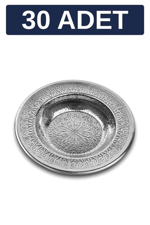 15 cm Otantik Desenli Krom Çelik Yanaklı Derin Meze ve Sunum Tabağı - 30 Adet
