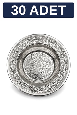15 cm Otantik Desenli Krom Çelik Yanaklı Derin Meze ve Sunum Tabağı - 30 Adet