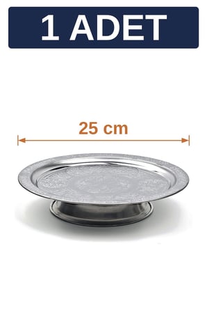 25 cm Ayaklı Lenger Otantik Desenli Krom Çelik Kebap ve Sunum Tabağı - 1 Adet