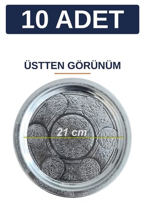 25 cm Ayaklı Lenger Otantik Desenli Krom Çelik Kebap ve Sunum Tabağı - 10 Adet
