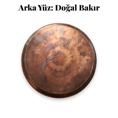 43 cm El İşlemeli Otantik Desenli Kalaylı Urfa Bakır Tepsi