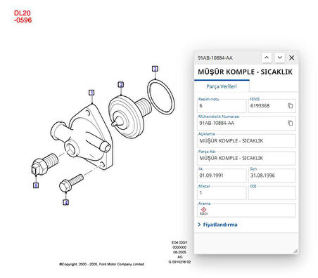 Hararet Müşürü (Siyah) Escort Mondeo 95 ( DLP TS10244-12B1 - 91AB 10884 AA )