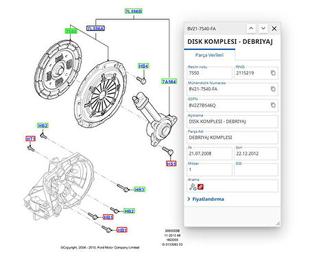 Debriyaj Set Escort Cl Fiesta KA Fusion  ( 4N217540A1B )