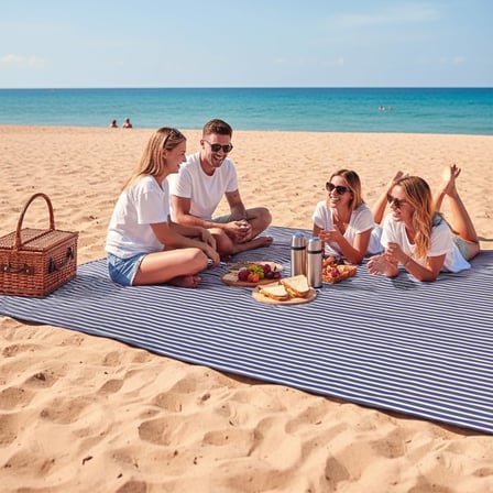 Piknik Örtüsü, Çanta Kamp Matı, Plaj Matı, Piknik Yer Örtüsü, Seyahat, Kamp, Outdoor, Park Çim Kum Tutmaz, Su Geçirmez, Kullanışlı Çanta Model, Katlanabilir 200x150cm - Kahve Ekose