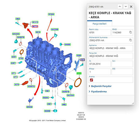 Arka Krank Keçesi  Courier Fiesta Focus 106 206 306 307 308 508 5008 C2 C3 C4 Berlingo Partner Tepee ( SKT410443FP - POJ1682801280  - 2S6Q6701AA )