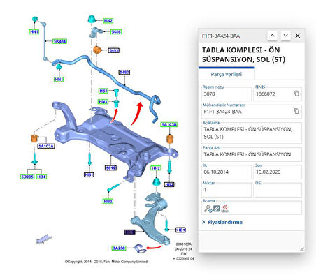 Salıncak Sol Focus C.Max 12 ( AYD 10458 - F1F13A424AAA - BV613A424AAD )