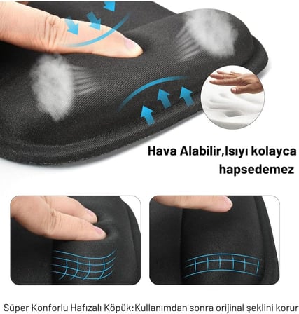 ErgoComfort Bilek Destekli Ergonomik Kaymaz Taban Mouse Pad, Bilek Koruyucu Tasarım