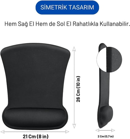 ErgoComfort Bilek Destekli Ergonomik Kaymaz Taban Mouse Pad, Bilek Koruyucu Tasarım