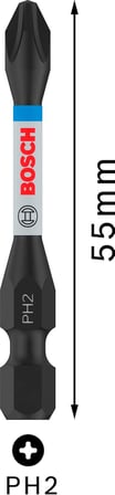 Bosch 2x PRO Phillips Impact Uç, PH2, 55 mm, 2 parçalı