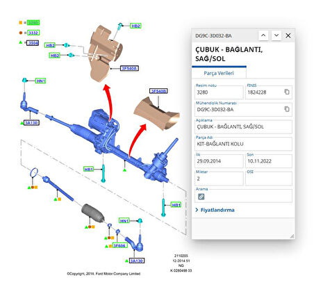  Rot Mili R/L Mondeo 14 ( AYD13387 - DG9C3D032BA )