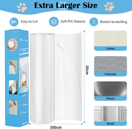 Çizilmeye karşı koruma, kedi bandı, kendinden yapışkanlı, kedi tırmalama folyosu, şeffaf, 30 cm x 5 m, çizilmeye karşı dayanıklı kanepe, çizilmeye karşı koruma, kedi, çizilmeye karşı dayanıklı,