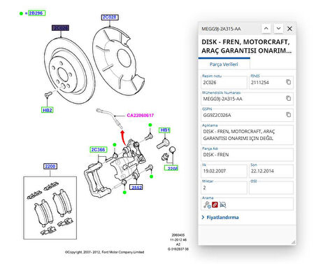 Fren Disk Arka Düz (302Mm) Mondeo 07  ( AYD50176 - 6G912A315BB - MEGG9J2A315AA )