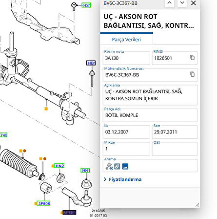 Rot Başı Sol Focus C.Max 04 ( AYD04533 - 4M513290AA - EV613290AA)