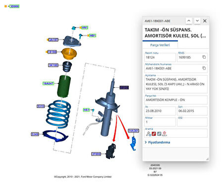 Ön Amortisör Sol Focus C.Max 12 ( SCH315470 - BV6118K001ABC )