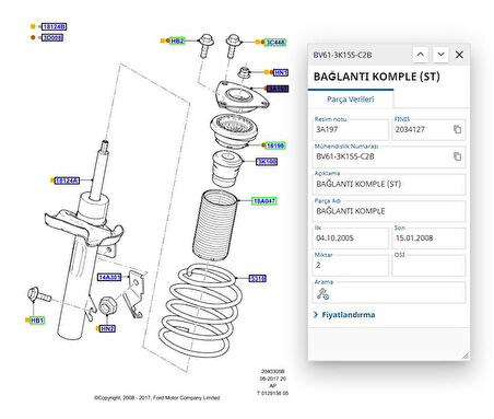 Amortisör Üst Tabla + Rulman Focus C.Max 04 ( SCH802460 - 3M513K099AA - AV613K155AD )