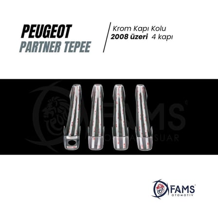 Peugeot Partner Tepee Krom Kapı Kolu 4 Kapı 2008> Paslanmaz Çelik