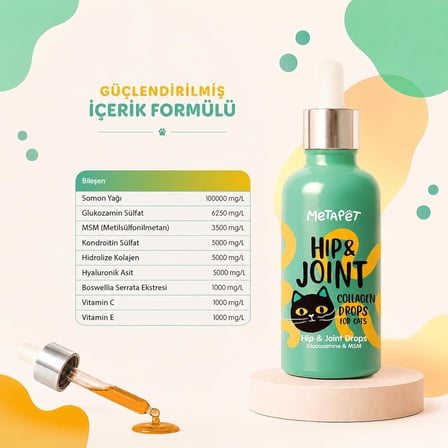 Metapet Kediler İçin Eklem Sağlığı Vitamini Damla 50 ml Glukozamin