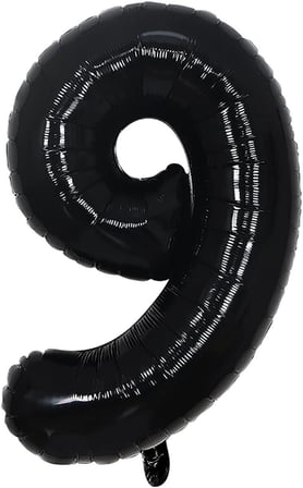 Folyo Balon Siyah 9 Rakamı 34 İnç 80 cm