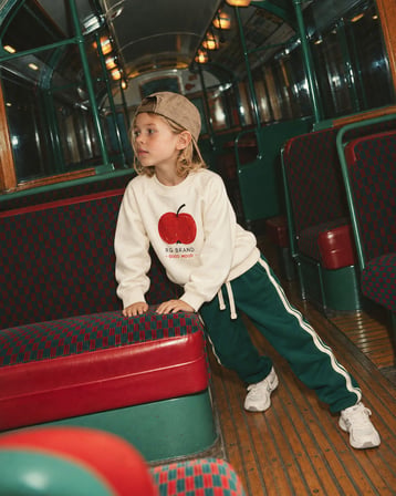 Çocuk Elma Figürlü Raglan Sweatshirt | 3–9 Yaş | 3 Renk | RG1794