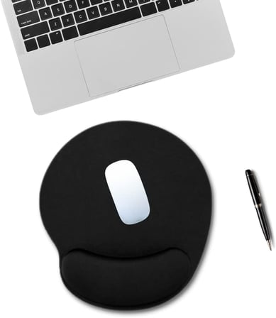 BLACK DEER Siyah Bilek Destekli Mouse Pad,Ergonomik Kaymaz Taban,Oyun ve Ofis için Fare Altlığı,Suya Dayanıklı (Siyah)
