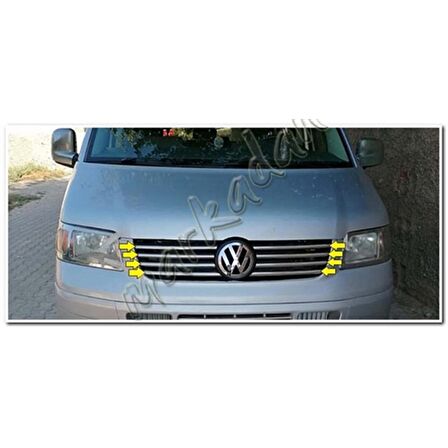 DB Chrome VW T5 Transporter Ön Panjur Nikelajı 2003-2010 8 Parça P.Çelik