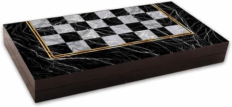 Star Tavla Platin Mermer Büyük Boy 12 mm MDF Kasa, Parlak Selefon Kaplama, Çizilmeye Karşı Dirençli Coex Kaplama Mıknatıslı Kapama Şık ve Kaliteli Sağlam