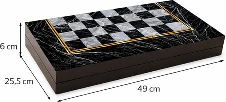 Star Tavla Platin Mermer Büyük Boy 12 mm MDF Kasa, Parlak Selefon Kaplama, Çizilmeye Karşı Dirençli Coex Kaplama Mıknatıslı Kapama Şık ve Kaliteli Sağlam