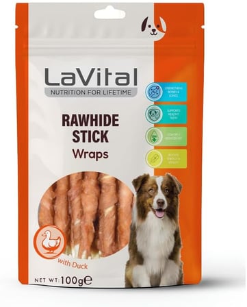 LaVital Rawhide Stick with Duck Ördek Etli Köpek Ödül Çubuğu 100g Tüm Irklar için Yetişkin Köpekler