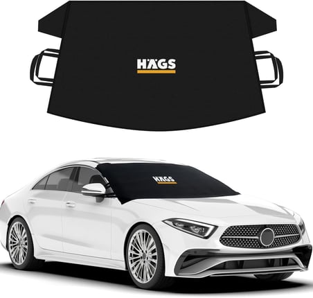 Buz ve Kar Önleyici Araç Ön Cam Örtüsü Brandası | Ağır Hizmet Tipi 600D Oxford Kumaş | Arabalar, SUV`lar, Kamyonetler İçin Oto Ön Cam Koruyucu Güneşlik | Don Örtüsü (175x106cm) STD - Siyah