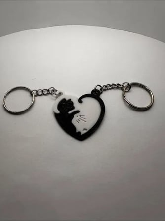 İçe Geçmeli Kedi Figürlü Anahtarlık, Hediyelik Anahtarlık, Sevgililer Günü Hediye, wqev12b