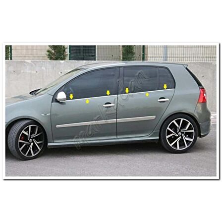 DB Chrome VW Golf 5 Cam Çıtası Nikelajı 2004-2009 4 Parça P.Çelik