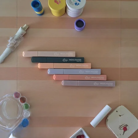 6 lı Kare Tip Highlighter Fosforlu Kalem CREAM SERİSİ