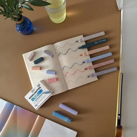 6 lı Kare Tip Highlighter Fosforlu Kalem CREAM SERİSİ