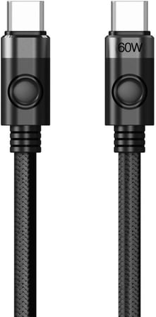 60W 3A PD Type-C to Type-C Hızlı Şarj ve Data Kablosu Siyah 1 Metre