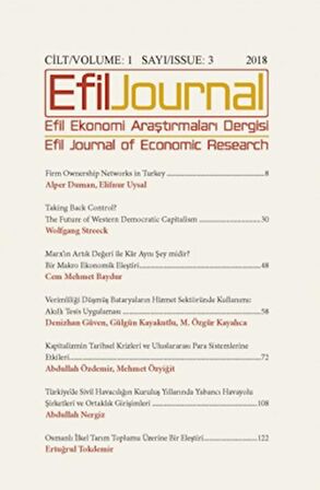 Efil Ekonomi Araştırmaları Dergisi Cilt: 1 Sayı: 3