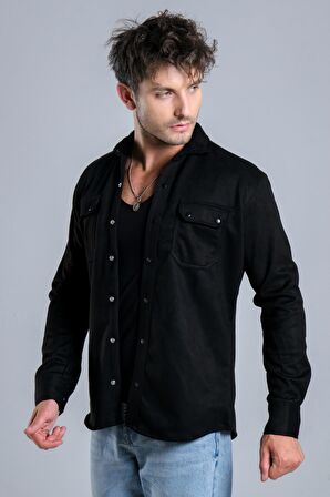 Çift Cep Kapaklı Mevsimlik Süet Gömlek XC U16463