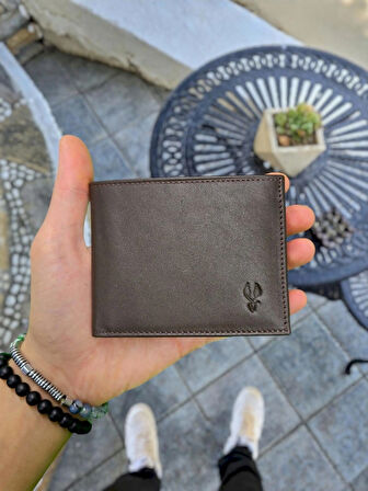 VİSSO 261 HAKİKİ DERİ ÇANTA BOZUK PARA CEPLİ İSME ÖZEL ÇİFT KİMLİK BÖLMELi DERİ ERKEK CÜZDAN Kahverengi